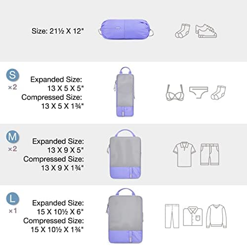 BAGSMART 6pcs Compression Travel Packing Cubes for Suitcases Backpack — view 2
