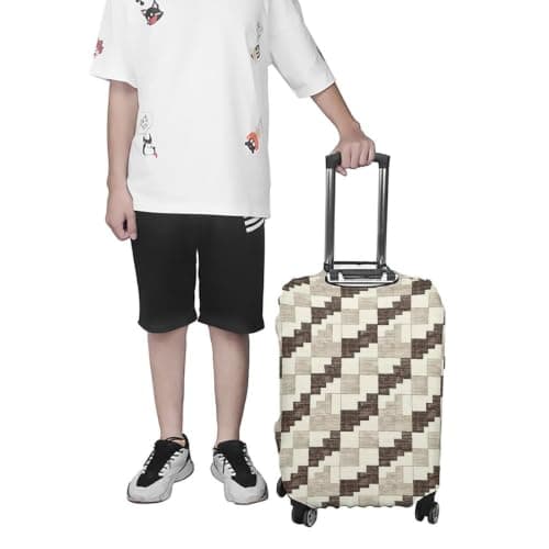 WEIHAKO Luggage Cover Elastic Anti-Scratch Suitcase Protector Washable Luggage Sleeve Cream and Brown Suitcase Cover Protector Fit 65-95 CM Suitcases Travel Accessories M — view 6