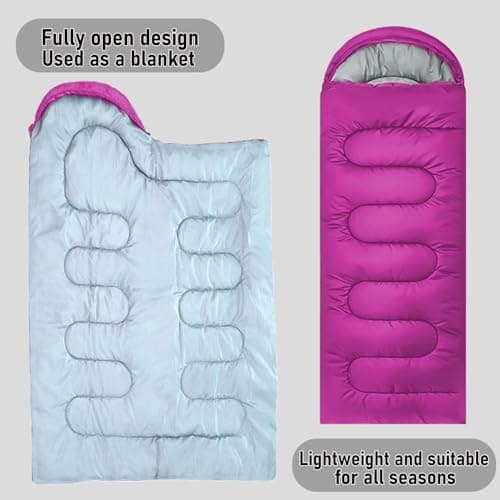 Sleeping Bags for Adults & Kids Sleeping Bag for 3-4 Season, Adult Blanket, Ultralight Carry Bag, Lightweight Compact, Soft for Outdoor Camping, Travel, Hiking (Rose red Plush Comfort 0-18°C) — view 3