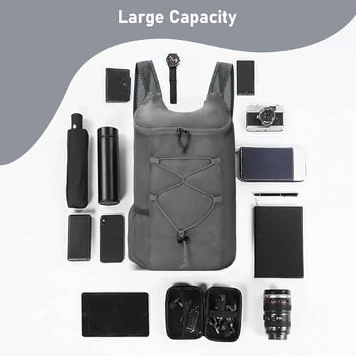 InfiniZer 2 Pcs Ultra Lightweight Foldable Backpacks Water Resistant Packable Rucksacks Hiking Daypacks for Women Men Outdoor Travelling Camping Biking Cycling Walking (Black 2+Grey 2) — view 5