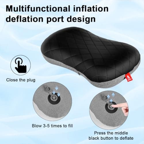 flintronic Camping Pillows, Inflatable Travel Pillow for Neck, Ultralight Beach Pillows with Storage Bags, Blow Up Pillows Ergonomic Air Pillow for Neck & Lumbar Support - Comfort in Travel(Black) — view 3