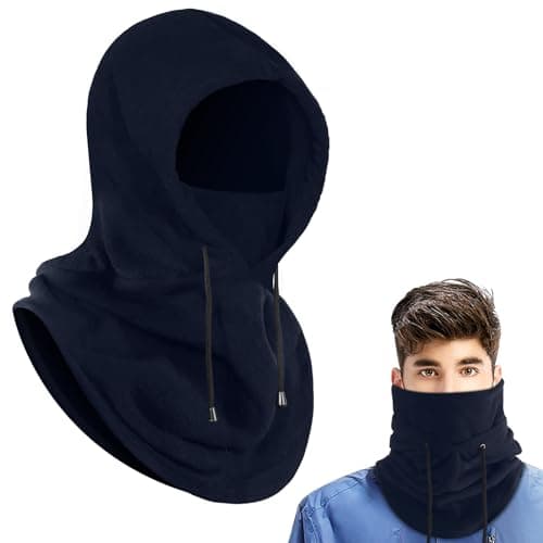 AURUZA Balaclava Winter Hat Thermal Face Mask Snood Hood Hat Neck Warmer, Windproof Ski Mask for Winter Outdoor Sports (Navy Blue, L)