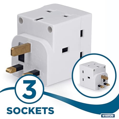 STATUS 3 Way Multi Plug Adaptor, White — view 3