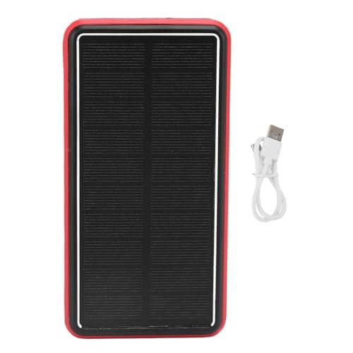 Eujgoov 50,000mAh Solar Power Bank, Aluminum Alloy Portable Battery Pack USB Charger with LED Camping Light, 4 Device Charging for Hiking Road Trips Outages Emergency Backup (Red) — view 5