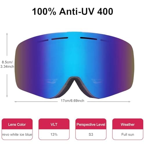 YooxArmor OTG Kids Ski Goggles,Anti fog Skiing Snowboard Goggles with Double Lenses for Children 6-14 Years,100% UV 400 Protection for Boys Girls,Helmet Compatible — view 3