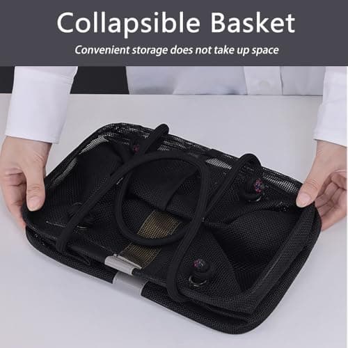 PIGIAOKA 2 Pack Mesh Shower Caddy Basket, Portable Shower Caddy Bag Cleaning Supply Storage Organizer with Handle for College Dorm Bathroom, Swimming, Gym, Beach, Travel (Black & White) — view 2