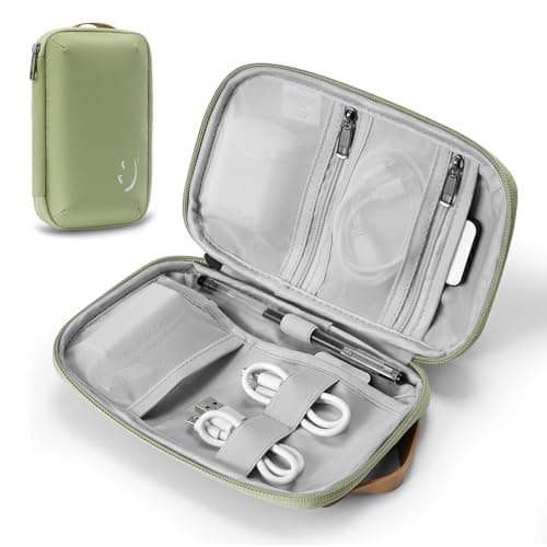 OrgaWise Cable Organiser Bag, Electronic Organizer Travel Case, Water Resistant Travel Accessories Bag Tech Pouch for Charger Adapter Power Bank Hard Drive (Green)