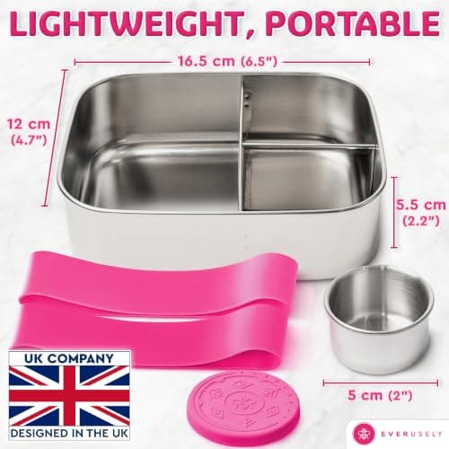 Stainless Steel Bento Box & Condiment Container - Dragonfruit, 27oz / 0.8 L — view 6