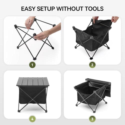 Warmiehomy Portable Camping Table with Storage Bag, Lightweight Folding Table, Aluminum Camp Tables, Beach Table, Metal Grill Table for Sand with Carrying Bag for Outdoor, Picnic, BBQ, RV (Medium) — view 6