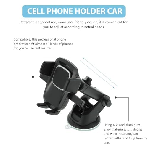TOPBATHY Car Suction Phone Holder Car Mount for Phone, Black Abs — view 6