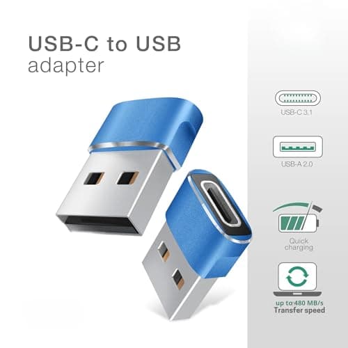 Betron USB to USB C Adapter, Compact Design, 3 Pack (Blue) — view 3