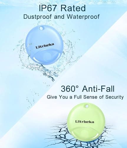Ultrbeka Air Tracker Tag 4 Pack, Bluetooth Item Finder for Keys, Wallet, Luggage and Bags, MFi Certified, Works with Apple Find My, IP67 Waterproof Smart Tracker with Replaceable Battery — view 6