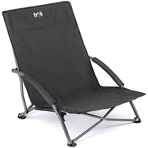Trail Sisken Low Folding Beach Chair, Black