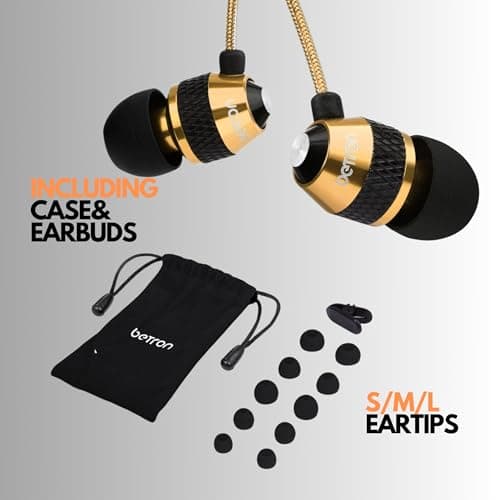 Betron B25 Earphones, In-Ear Wired Headphones, Gold — view 2