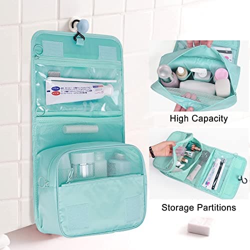 Hanging Travel Toiletry Bag,Wash Bag Portable Make Up Bag for Women,Large Capacity Cosmetic Bag Perfect for Travel/Daily Use（Sky Blue） — view 4