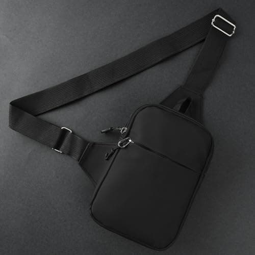 HOTUT Small Sling Bag,Waterproof Chest Bag for Men and Women,Mini Crossbody Shoulder Backpack with Zipper and Adjustable Strap for Travel,Hiking,Cycling,Camping,Outdoor Sports(Black) — view 5