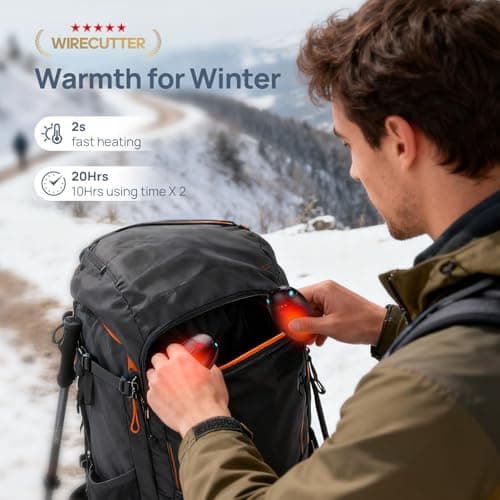 VTHW Hand Warmers Rechargeable 2 Pack, Electric Hand Warmers Reusable, USB Hand Warmer 20 Hrs Warmth 3 Levels Heat, Portable Pocket Handwarmers for Hiking Golf (Black) — view 6