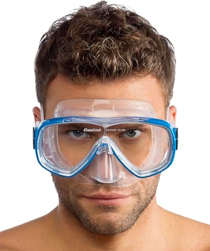 Cressi Single Lens Mask & Snorkel Set - Tempered Glass Diving Mask - Snorkel Set Adults for Pools & Sea - Quick-Adjust Buckles for Scuba Diving Equipment - Transparent/Blue - Single Mask — view 6