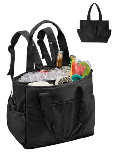 2 in 1 Insulated Dry-wet Separation Cooler Backpack Shoulder Bag 12-Hour Cold Retention, Large Leakproof Soft Cooler Bag, Waterproof Travel Cooler for Beach, Picnic, Camping for Women Black