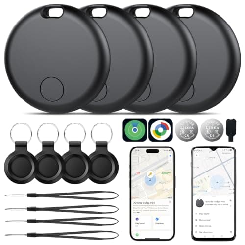Air Tracker Tags Bluetooth Item Finder-4Pack，Compatible with Android(Find Hub) & iOS(Find My), Replaceable Battery, IP67 Waterproof, Suitable for Luggage, Bags, Wallets, Backpacks, Keys Tracking Tag