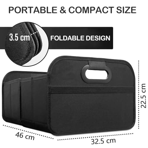 Car Boot Organiser, Xndryan Car Boot Bag Foldable Car Storage Organiser Boot Tidy for Car, Collapsible Multi Compartment Car Organiser, Reinforced Base And Comfort Handle Car Organiser Accessories — view 2