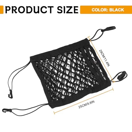 3 Layers Car Mesh Organizer,Dog Car Barrier,Four-Side Elasticity Auto Seat Back Net Bag Between Front Seats,Portable Kid Dog Pet Net Barrier,Universal CarMesh Pocket,Tissue Purse Holder (Black) — view 2