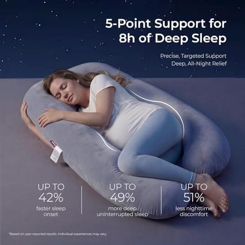 momcozy U Shaped Lite Pregnancy Pillow, Velvet Grey — view 2