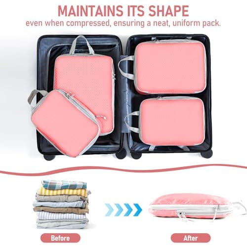 Compression Packing Cubes for Travel, Travel Essentials Luggage Organizer bags for Suitcase, Durable Compression Travel Packing Cubes for Carry on Backpack — view 2