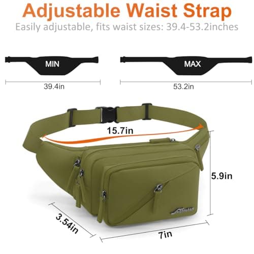 REETEE Bum Bag Fanny Pack Men Women Water Resistant Waist Packs Sports Waist Bag with Bottle Holder, Walking Waist Pack Bumbag with Adjustable Belt for Running Travel Cycling Outdoor Sport (Green) — view 6