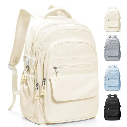 HYC00 School Backpacks for Teenage Girls Boys Casual Daypacks Lightweight School Bags for Girls Secondary High College Bookbag Lightweight Schoolbag Travel Rucksack Work Bag for Women Men,Beige