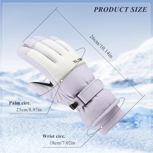 Andiker Ski Gloves Women, Warm Windproof Waterproof Thermal Glove with Thick Plush Lining Simple Stylish Winter Gloves for Women Skiing Hiking Cycling (Purple) — view 2