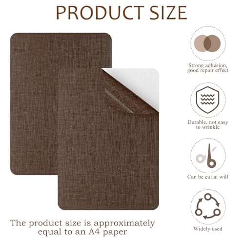 2 Pcs Fabric Repair Patch, Self-Adhesive Canvas Repair Patch 11x8 inch Waterproof Fabric Patches Linen Canvas Repair Kit for Sofas, Tents, Furniture, Awnings, Car Seats (Dark Brown) — view 2