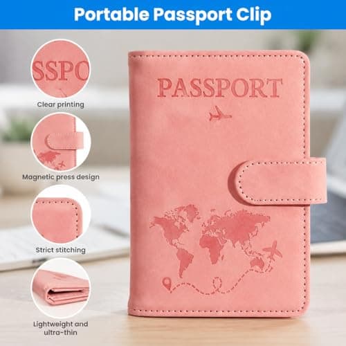 ALLGAYER Pink & Blue Passport Holder - 2 Pcs PU Travel Document Case — view 4