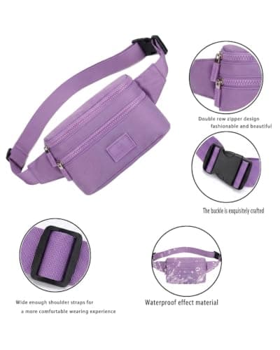 Bumbags Waist Fanny Pack Ladies Fashion Bum Bag with Adjustable Belt for Sport Hiking Girls Women (deep Purple) — view 4