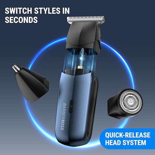 BarberBoss 3-in-1 Travel Trimmer Kit for Men, Beard & Hair Trimmer, Nose & Ear Trimmer, Mini Shaver, Men’s Electric Shaver, Dual-Speed Control, Male Electric Grooming Set, QR-2212 — view 5