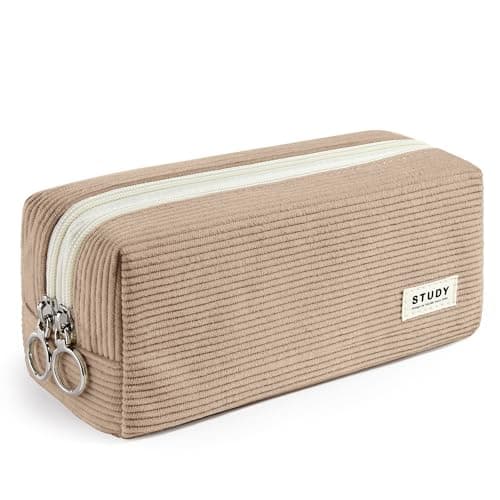 KALIDI Corduroy Pencil Case Pen Bag Large with 2 Compartment Girls School