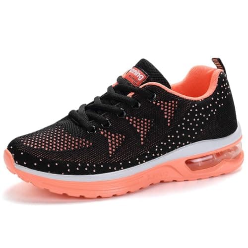 FLARUT Women Trainers Athletic Running Shoes Breathable Sport Walking Sneakers Lightweight Tennis Shoes(Orange,36)