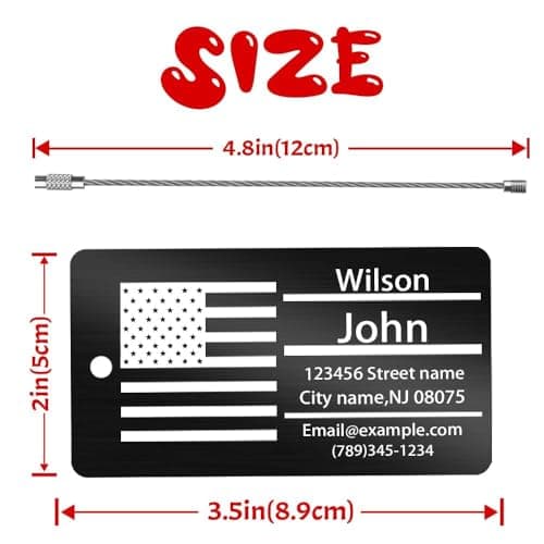 Custom Laser Engraved Metal Luggage Tag for Men Women Horizontal 3.5x2 — view 2