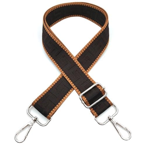Shoulder Strap for Bag Adjustable Bag Straps Wide 3.8 cm with Silver Buckle, Handbags Straps Replacement for Women Crossbody Accessory, Brown/Coffee, K2 — view 2