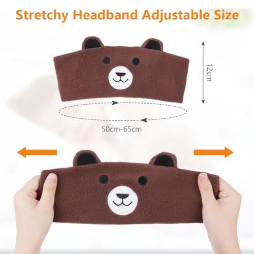 OFFCUP Bear Headband Headphones, Soft Bluetooth Headset, Hi-Fi Stereo Super Bass Music Headphones for Men Women Office Nap Travel Yoga Workout Meditation (Grey) — view 2
