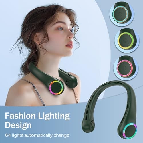 ITSHINY Bladeless Neck Fan, Portable Neck Fan, Cooling Hanging Neck Fan, 4000mAh Mini Cooling Fan, Personal Neck Fans Rechargeable with 3 Speeds LED Light for Women Man Home Office Travel Outdoor — view 4