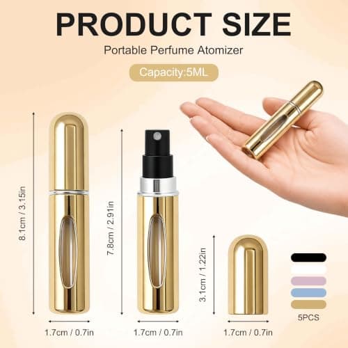 luxwo 5PCS 5ml Perfume Travel Bottles, Perfume Atomiser, Refillable Spray — view 2