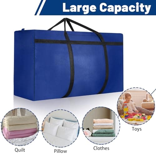 2 Pack 120L Large Moving Bags, Storage Bags, Moving Box with Zip, Blue — view 4