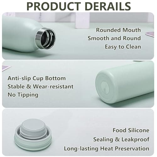 AMFUN Water Bottle Vacuum Insulated Bottle,350mlStainless Steel Sports Water Bottle,BPA Free, Leak Proof for 12hrs Hot & Cold Drinks Water Coffee Milk,Home, Work, Gym & Travel (Mint Green) — view 5