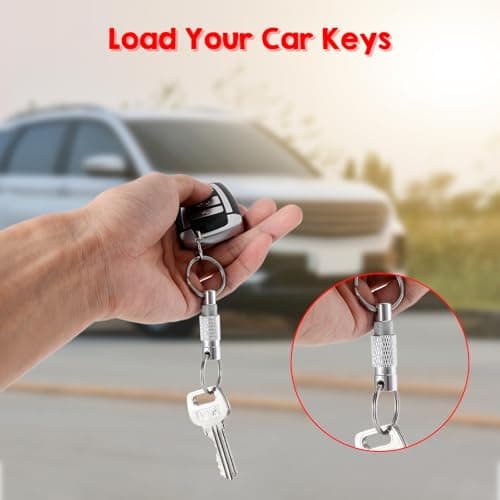Quick Release Keyring, Detachable Keyring Quick Pull Apart Keychain with 2 Split Rings, Metal Quick Release Keyrings for Men Car Purse Bag Belt Accessories (Black Silver, 2Pack) — view 5