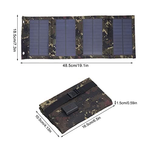 10W Portable Solar Charger, Small Foldable Solar Panel,High Conversion, IP65 for Travel, Camping, Emergency Power Supply - Dual USB Output (Camouflage) — view 3