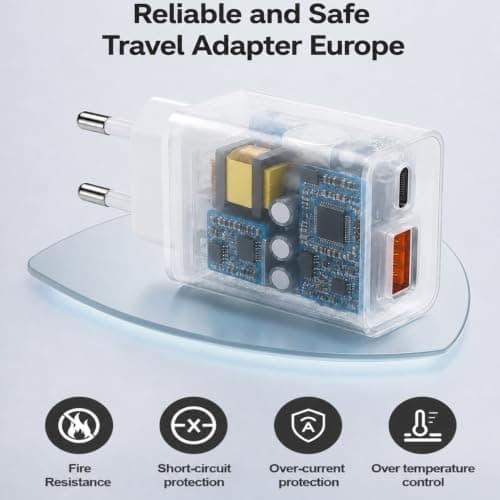 20W EU Travel Charger Wall Adaptor Fast Charger UK to European Plug Adapter — view 3