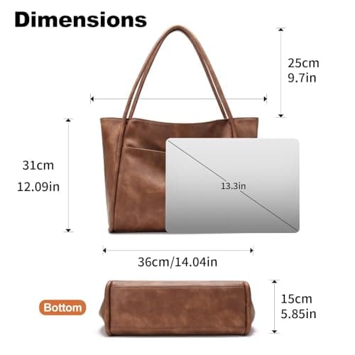 GAEKEAO Tote Bag for Women Simple Ladies Handle Handbags Larger Shoulder Bag Laptop Bags for School Work Travel Brown — view 5