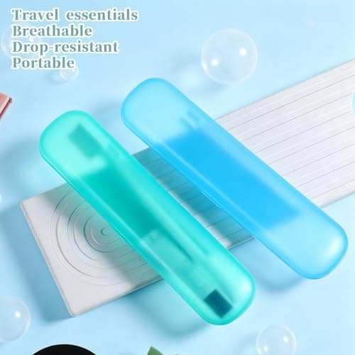 Exclaith 2Pcs Toothbrush Holder Travel, Breathable Tongue Scraper Case — view 4