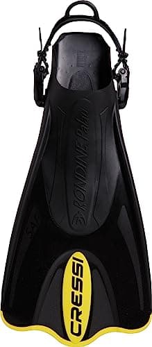Cressi Palau Saf Fins - Adjustable Short Fins Adults for Snorkelling and Swimming, Black/Yellow Short Fins, L/XL (44/47) — view 3